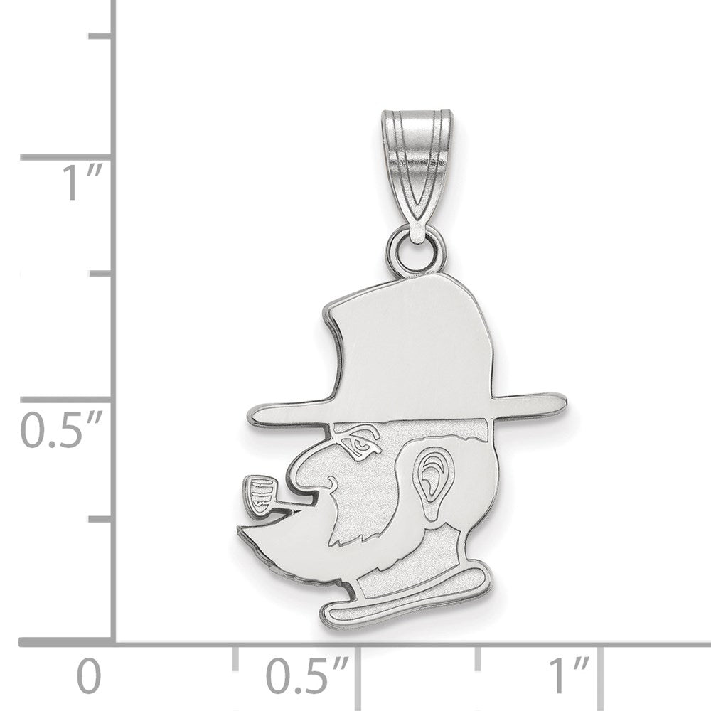 Sterling Silver Rhodium-plated LogoArt Appalachian State University Mountaineer Large Pendant