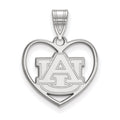 Sterling Silver Rhodium-plated LogoArt Auburn University Heart Pendant