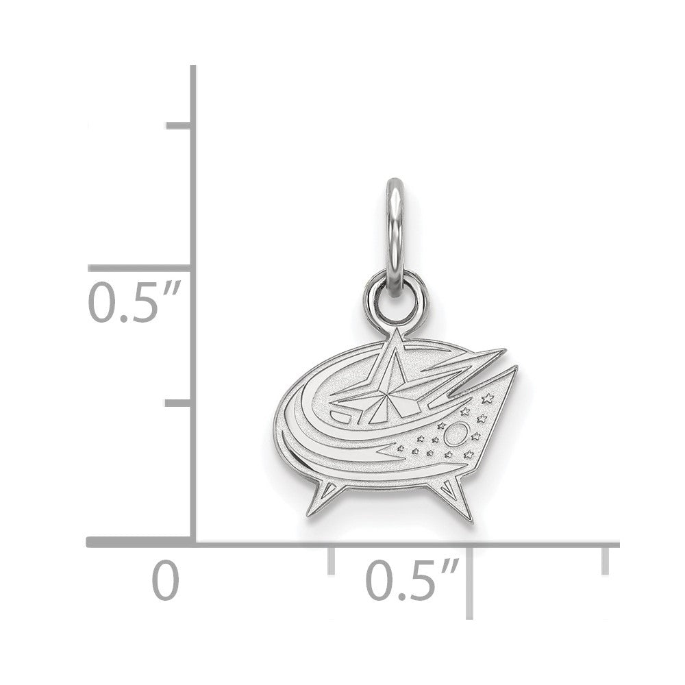 Sterling Silver Rhodium-plated NHL LogoArt Columbus Blue Jackets Extra Small Pendant