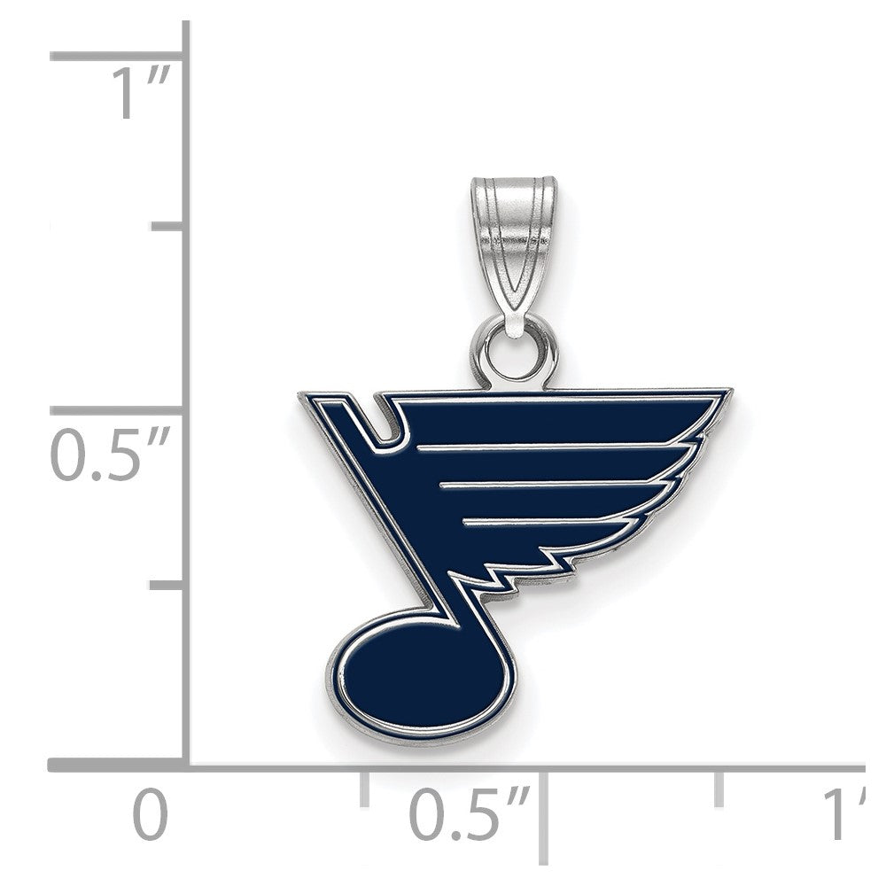 Sterling Silver Rhodium-plated NHL LogoArt St. Louis Blues Small Enameled Pendant