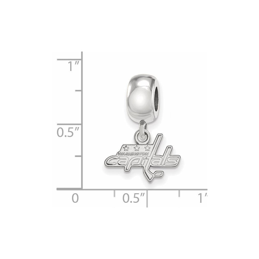 Sterling Silver Rhodium-plated NHL LogoArt Washington Capitals Extra Small Dangle Bead Charm
