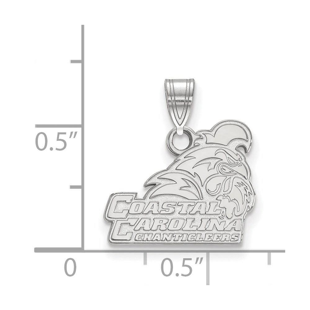Sterling Silver Rhodium-plated LogoArt Coastal Carolina University Chanticleers Small Pendant