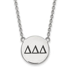 Sterling Silver Rhodium-plated LogoArt Delta Delta Delta Sorority Greek Letters Large Black Enamel Pendant 18 inch Necklace