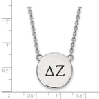 Sterling Silver Rhodium-plated LogoArt Delta Zeta Sorority Greek Letters Large Black Enamel Pendant 18 inch Necklace