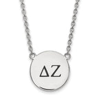 Sterling Silver Rhodium-plated LogoArt Delta Zeta Sorority Greek Letters Large Black Enamel Pendant 18 inch Necklace