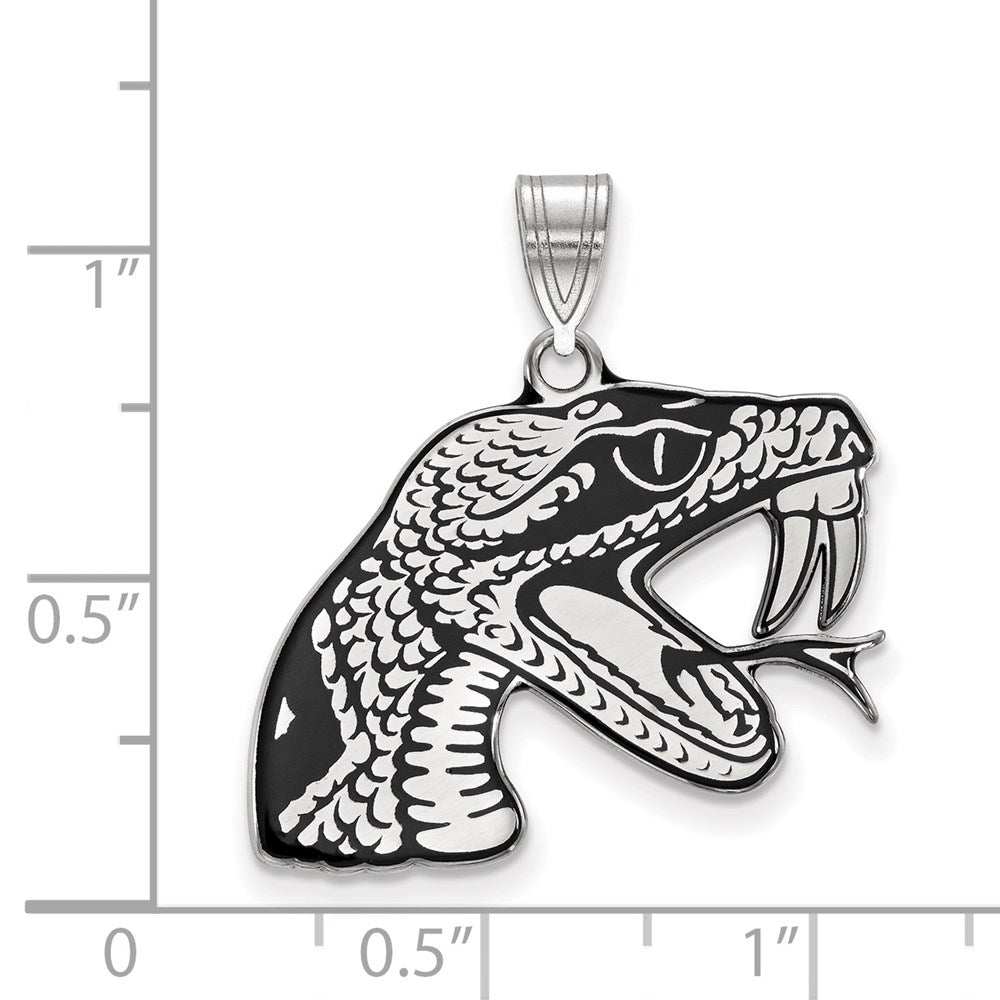 Sterling Silver Rhodium-plated LogoArt Florida A and M University Rattler Large Enameled Pendant