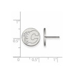 Sterling Silver Rhodium-plated NHL LogoArt Calgary Flames Small Disc Post Earrings