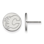 Sterling Silver Rhodium-plated NHL LogoArt Calgary Flames Small Disc Post Earrings