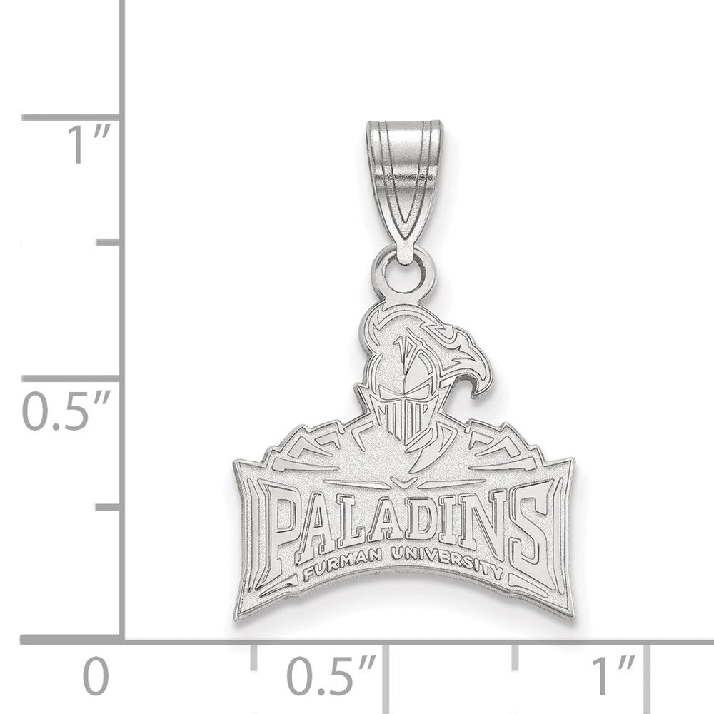 Sterling Silver Rhodium-plated LogoArt Furman University Paladins Medium Pendant