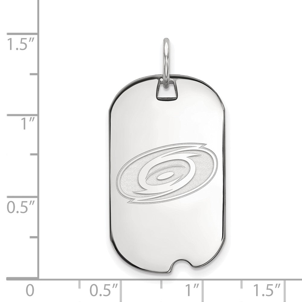 Sterling Silver Rhodium-plated NHL LogoArt Carolina Hurricanes Small Dog Tag Pendant