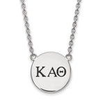 Sterling Silver Rhodium-plated LogoArt Kappa Alpha Theta Sorority Greek Letters Large Black Enamel Pendant 18 inch Necklace