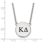 Sterling Silver Rhodium-plated LogoArt Kappa Delta Sorority Greek Letters Large Black Enamel Pendant 18 inch Necklace