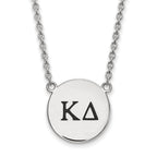 Sterling Silver Rhodium-plated LogoArt Kappa Delta Sorority Greek Letters Large Black Enamel Pendant 18 inch Necklace