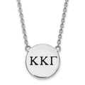 Sterling Silver Rhodium-plated LogoArt Kappa Kappa Gamma Sorority Greek Letters Large Black Enamel Pendant 18 inch Necklace
