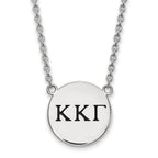 Sterling Silver Rhodium-plated LogoArt Kappa Kappa Gamma Sorority Greek Letters Large Black Enamel Pendant 18 inch Necklace