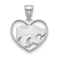 Sterling Silver Rhodium-plated LogoArt Kansas State University Wildcat Heart Pendant