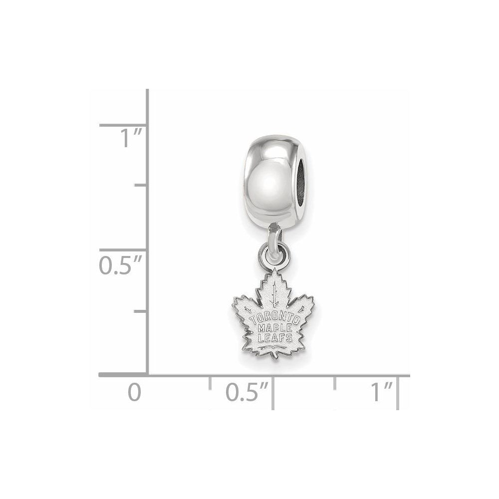 Sterling Silver Rhodium-plated NHL LogoArt Toronto Maple Leafs Extra Small Dangle Bead Charm