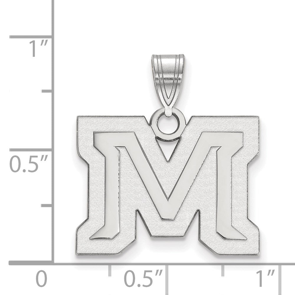 14k White Gold LogoArt Montana State University Letter M Medium Pendant