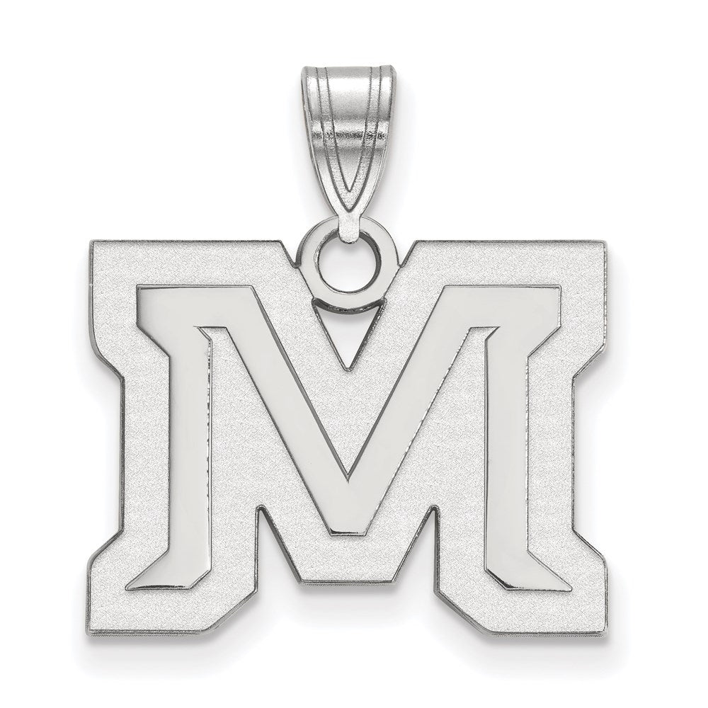 Sterling Silver Rhodium-plated LogoArt Montana State University Letter M Medium Pendant