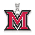 Sterling Silver Rhodium-plated LogoArt Miami University Ohio Letter M Large Enameled Pendant