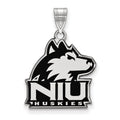Sterling Silver Rhodium-plated LogoArt Northern Illinois University N-I-U Huskies Large Enameled Pendant