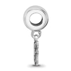 Sterling Silver Rhodium Plated Major League Baseball LogoArt Baltimore Orioles Extra Small Dangle Bead