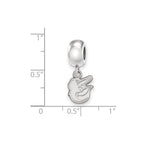 Sterling Silver Rhodium Plated Major League Baseball LogoArt Baltimore Orioles Extra Small Dangle Bead