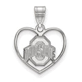 Sterling Silver Rhodium-plated LogoArt The Ohio State University Heart Pendant