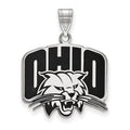 Sterling Silver Rhodium-plated LogoArt Ohio University Large Enameled Pendant