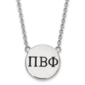 Sterling Silver Rhodium-plated LogoArt Pi Beta Phi Sorority Greek Letters Large Black Enamel Pendant 18 inch Necklace