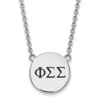 Sterling Silver Rhodium-plated LogoArt Phi Sigma Sigma Sorority Greek Letters Large Black Enamel Pendant 18 inch Necklace