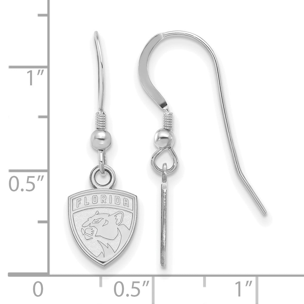 Sterling Silver Rhodium-plated NHL LogoArt Florida Panthers Extra Small Dangle Wire Earrings