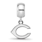 Sterling Silver Rhodium Plated Major League Baseball LogoArt Cincinnati Reds Dangle Bead