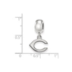 Sterling Silver Rhodium Plated Major League Baseball LogoArt Cincinnati Reds Dangle Bead