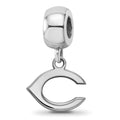 Sterling Silver Rhodium Plated Major League Baseball LogoArt Cincinnati Reds Dangle Bead