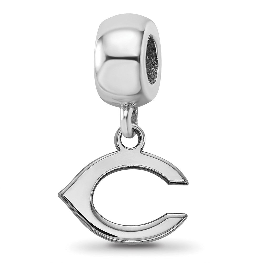 Sterling Silver Rhodium Plated Major League Baseball LogoArt Cincinnati Reds Dangle Bead