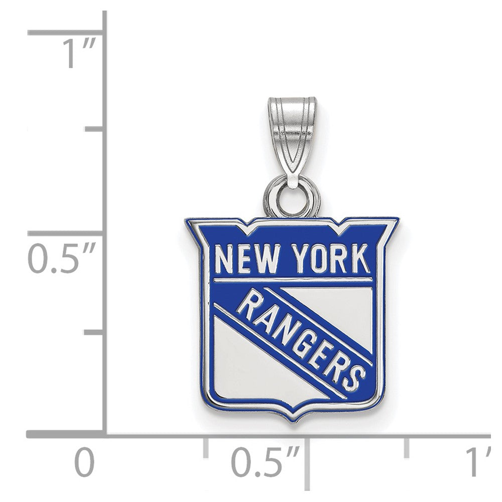 Sterling Silver Rhodium-plated NHL LogoArt New York Rangers Small Enameled Pendant