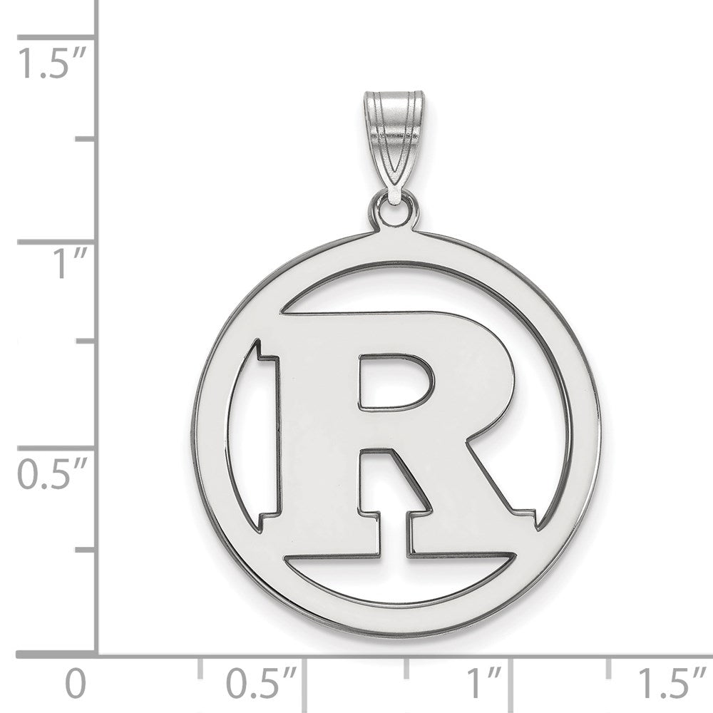 Sterling Silver Rhodium-plated LogoArt Rutgers University Letter R Extra Large Circle Pendant