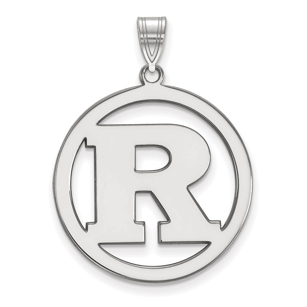 Sterling Silver Rhodium-plated LogoArt Rutgers University Letter R Extra Large Circle Pendant