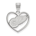 Sterling Silver Rhodium-plated NHL LogoArt Detroit Red Wings Heart Pendant