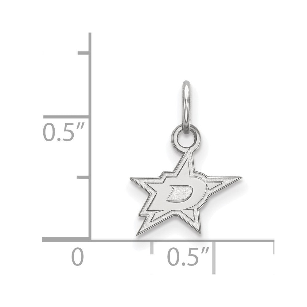 Sterling Silver Rhodium-plated NHL LogoArt Dallas Stars Extra Small Pendant