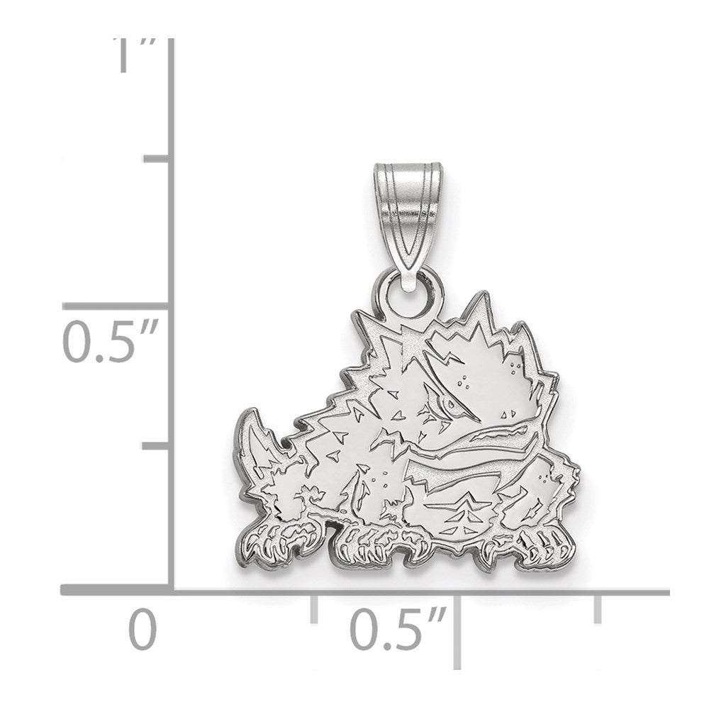 10k White Gold LogoArt Texas Christian University Horned Frog Small Pendant