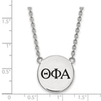 Sterling Silver Rhodium-plated LogoArt Theta Phi Alpha Sorority Greek Letters Large Black Enamel Pendant 18 inch Necklace