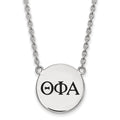 Sterling Silver Rhodium-plated LogoArt Theta Phi Alpha Sorority Greek Letters Large Black Enamel Pendant 18 inch Necklace