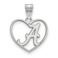 Sterling Silver Rhodium-plated LogoArt University of Alabama Letter A Heart Pendant
