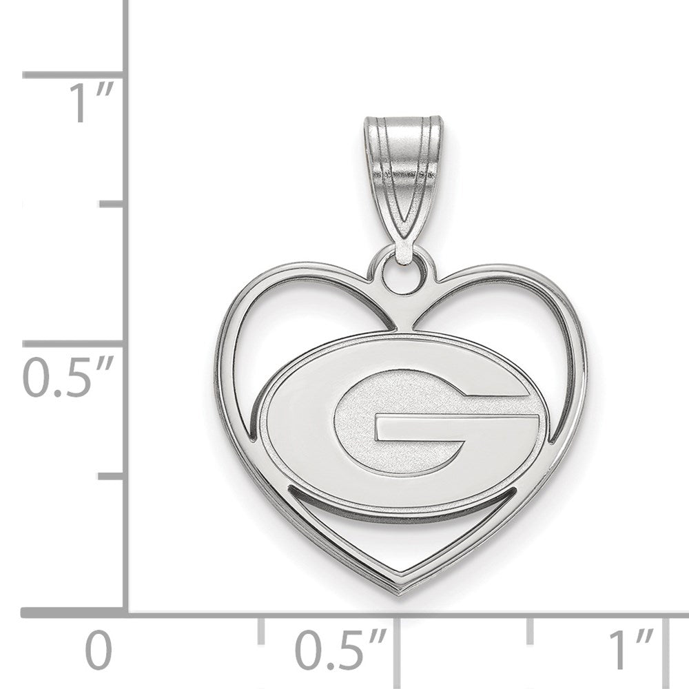 Sterling Silver Rhodium-plated LogoArt University of Georgia Letter G Heart Pendant