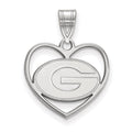 Sterling Silver Rhodium-plated LogoArt University of Georgia Letter G Heart Pendant