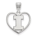 Sterling Silver Rhodium-plated LogoArt University of Illinois Letter I Heart Pendant