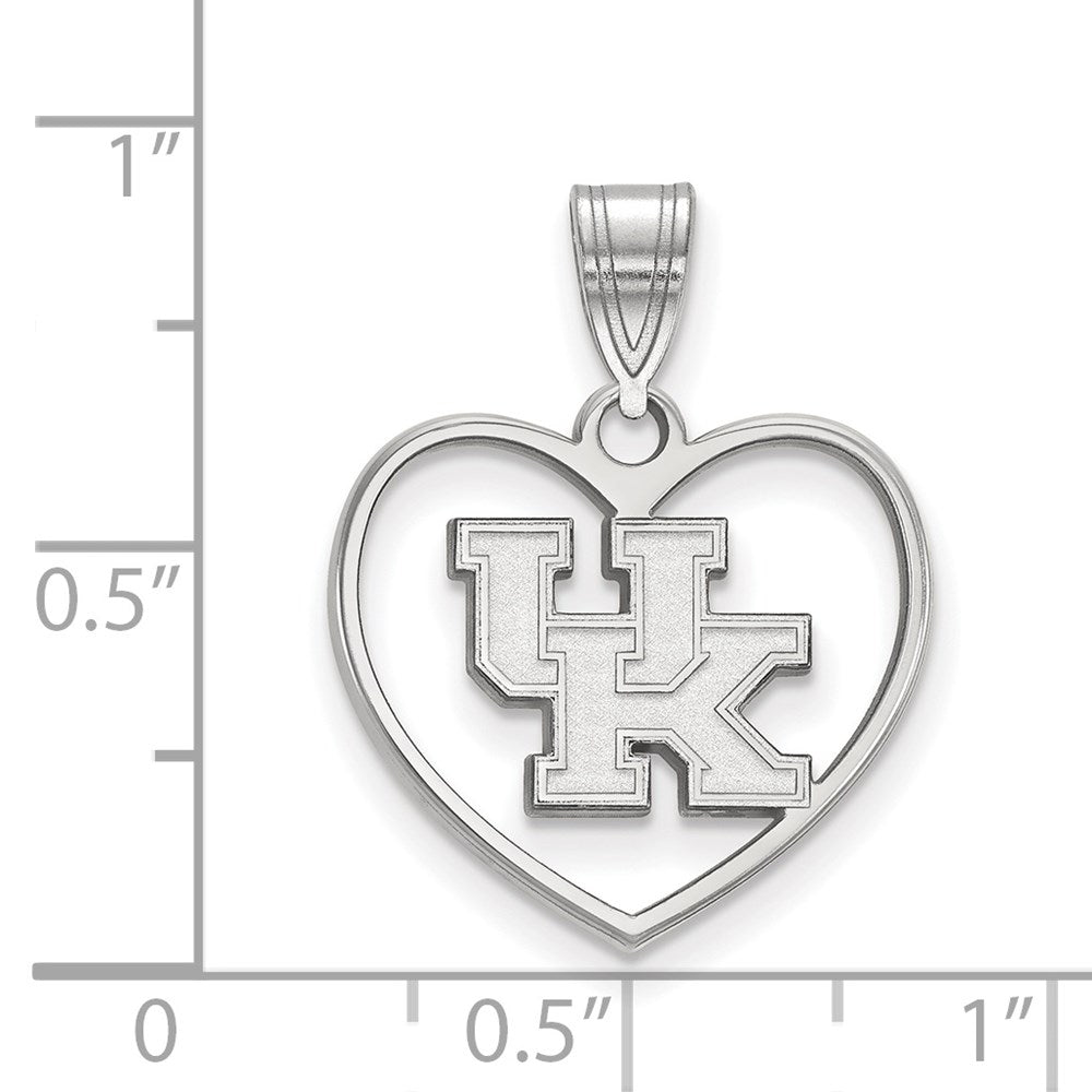 Sterling Silver Rhodium-plated LogoArt University of Kentucky U-K Heart Pendant