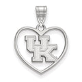 Sterling Silver Rhodium-plated LogoArt University of Kentucky U-K Heart Pendant